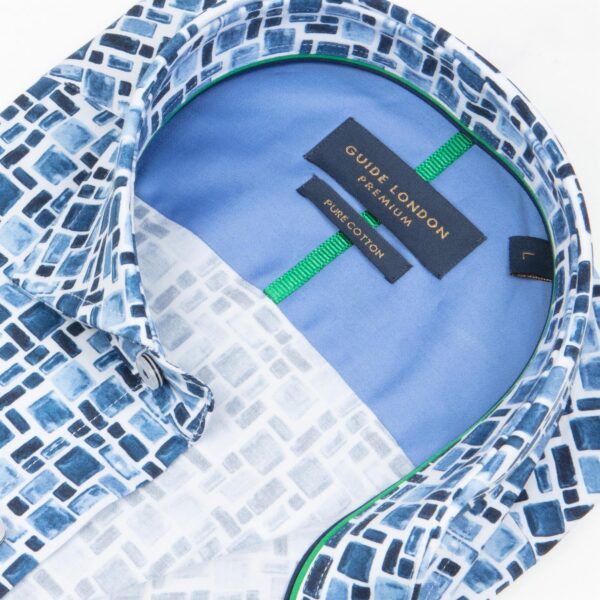 Guide London Blue Block Short Sleeve Shirt 2720 - Image 2