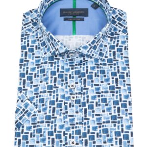 Guide London Blue Block Short Sleeve Shirt 2720