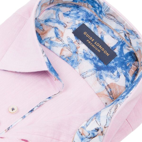 Guide London Pink Linen Shirt LS76166 - Image 2