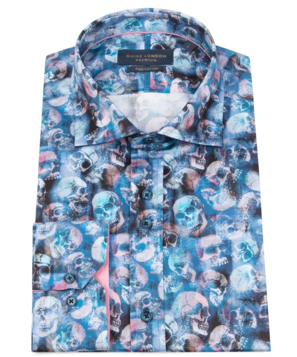 Guide London Blue Skull Shirt LS76508