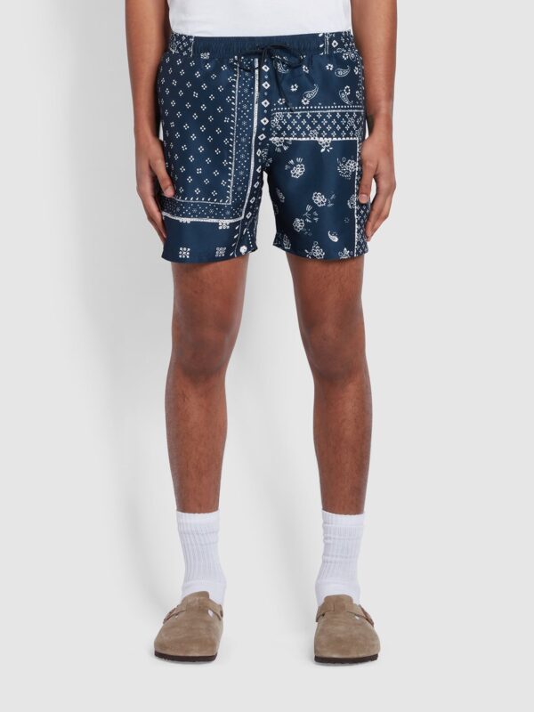 Farah Colbert Navy Bandana Print Swim Shorts