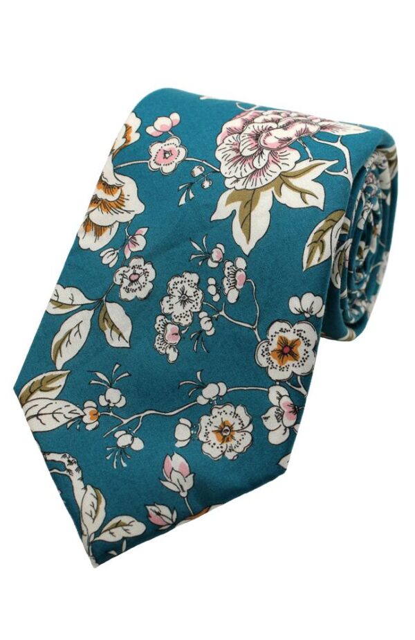 L.A Smith Teal Liberty Print Tie