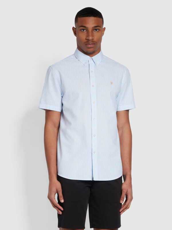 Farah Brewer Sky Blue Stripe Short Sleeve Shirt