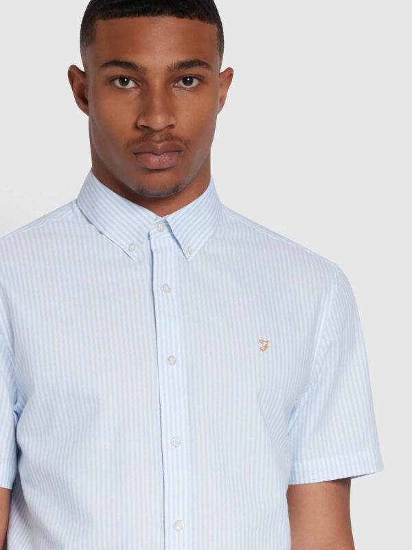 Farah Brewer Sky Blue Stripe Short Sleeve Shirt - Image 2