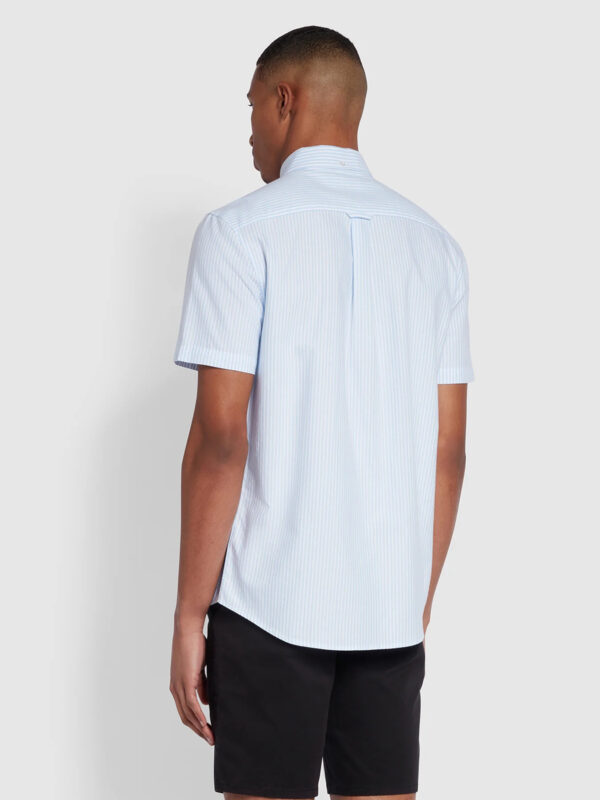Farah Brewer Sky Blue Stripe Short Sleeve Shirt - Image 3