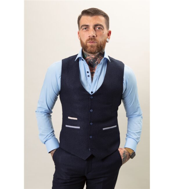 Fratelli Navy Waistcoat With Blue Detail 1024