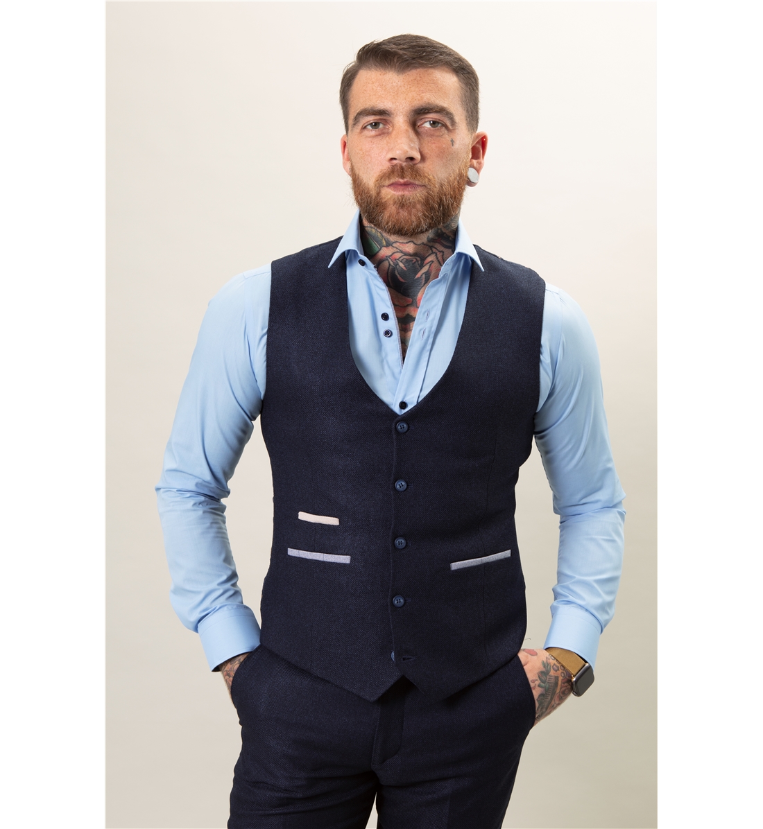 Fratelli Navy 2 Piece Suit With Blue Detail - Image 14