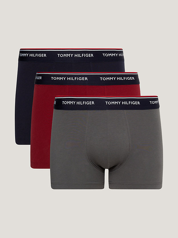 Tommy Hilfiger 3 Pack Burgundy, Grey & Navy Trunks 03842