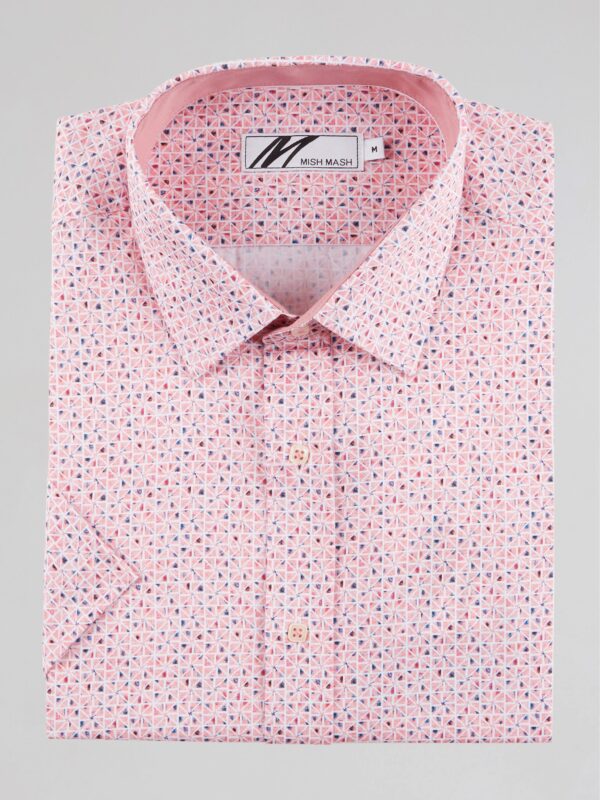 Mish Mash Boardwalk Pink Geometric Pattern Short Sleeve Shirt