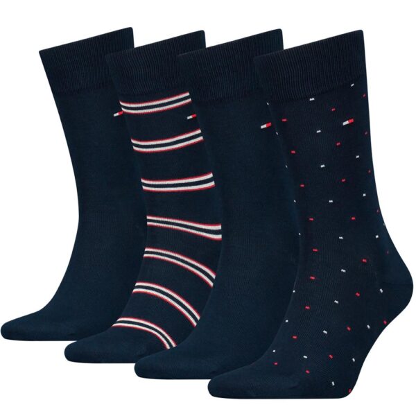 Tommy Hilfiger 4 Pack Spot Tin Navy Mixed Socks