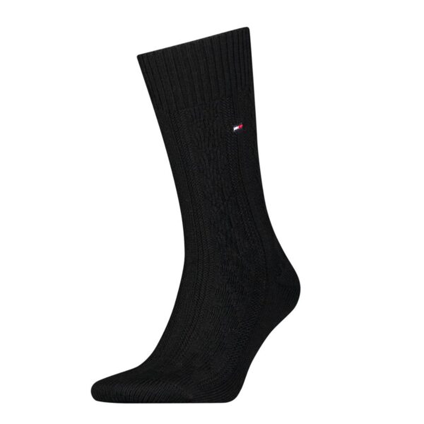 Tommy Hilfiger 1 Pack Black Cable Socks