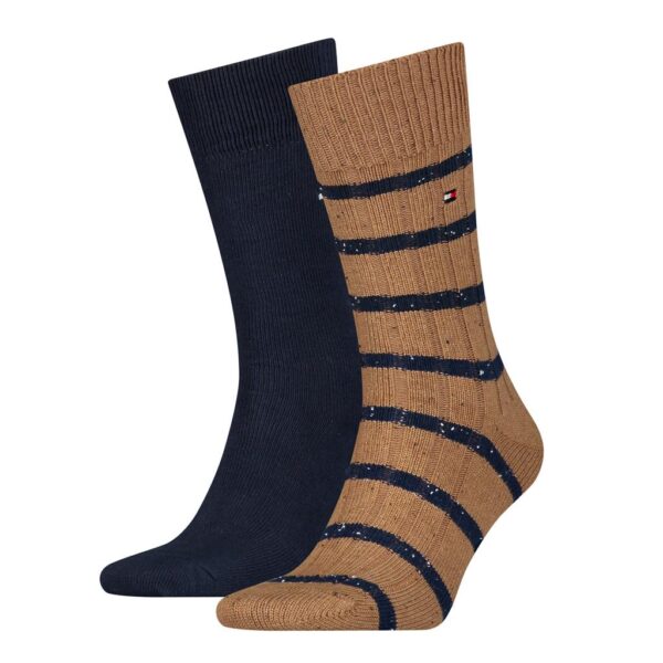 Tommy Hilfiger 2 Pack Khaki & Navy Cable Socks