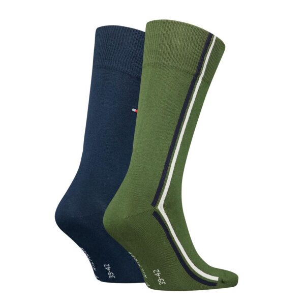 Tommy Hilfiger 2 Pack Green Global Stripe Socks - Image 2