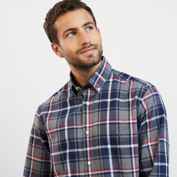 Eden Park Grey, Red & Navy Check Shirt - Image 4