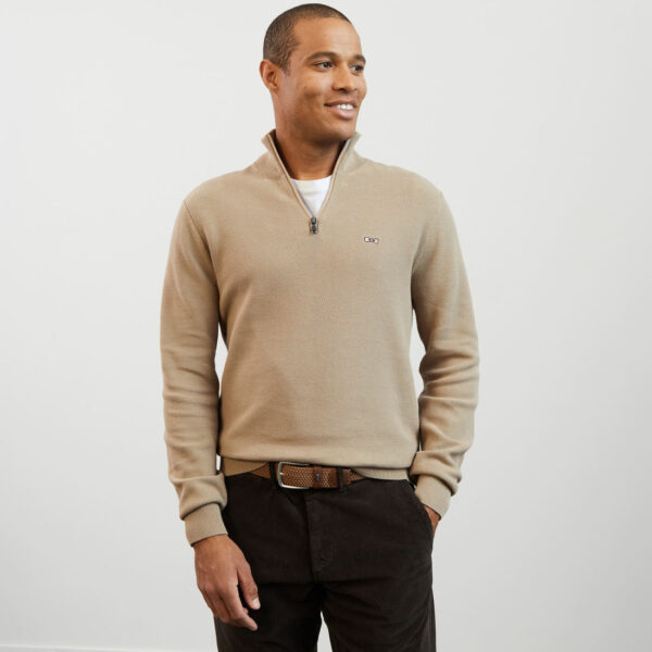 Eden Park Honeycomb Texture Coffee 1/4 Zip - Image 2