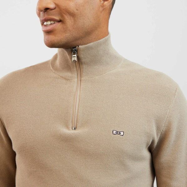 Eden Park Honeycomb Texture Coffee 1/4 Zip - Image 4