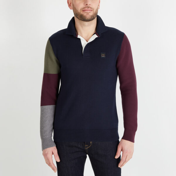Eden Park Navy & Burgundy Knit Polo