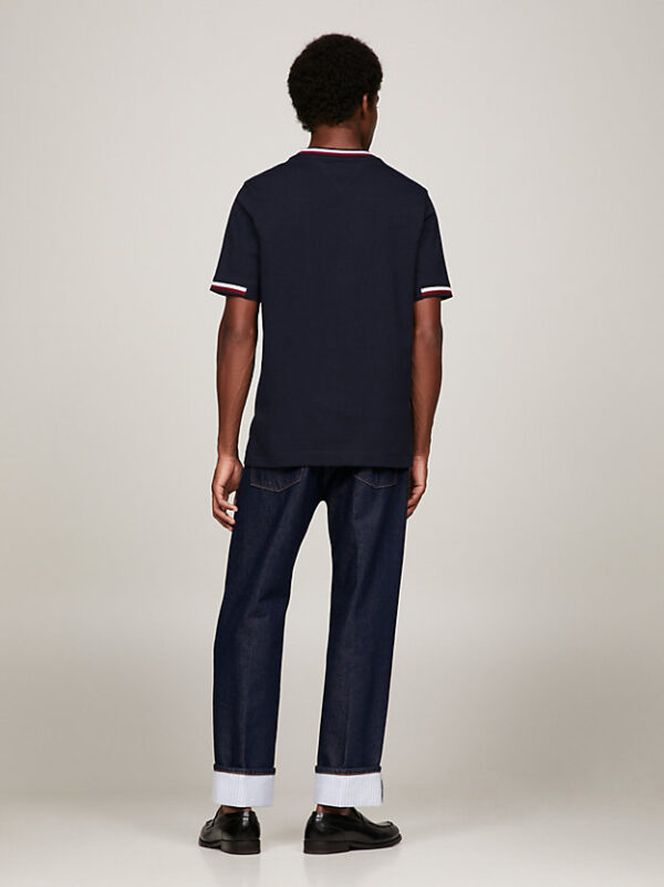 Tommy Hilfiger Navy T-Shirt With Tri-Colour Trim - Image 3