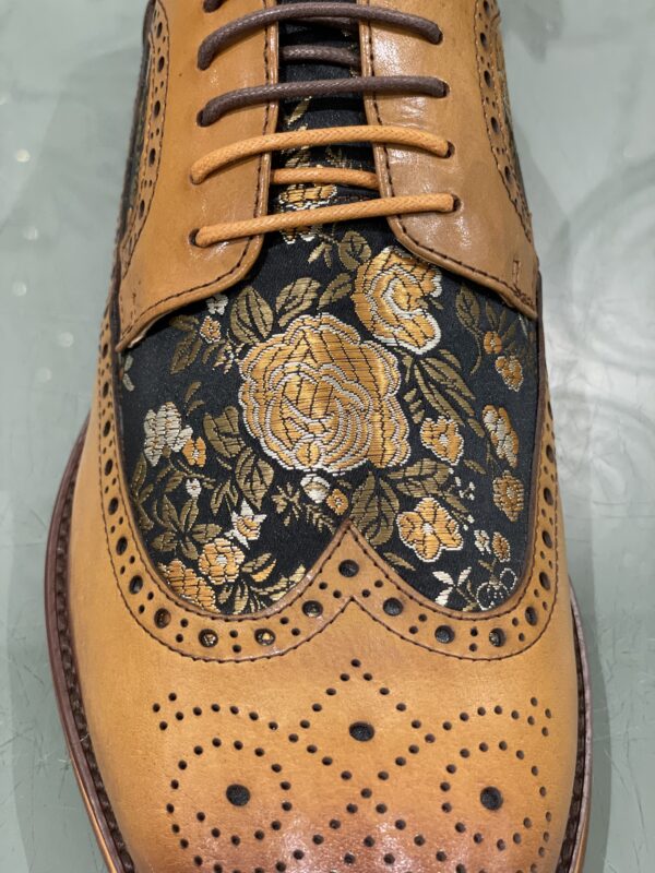 Justin Reess Ross Tan Floral Brogue - Image 3