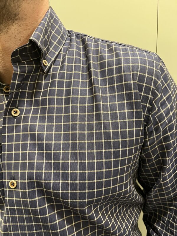 Eden Valley Navy Shirt With Tan Check - Image 2