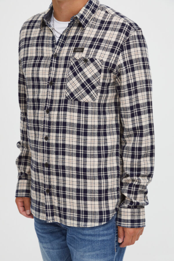 Blend Navy & Cream Check Shirt 20715808 - Image 3