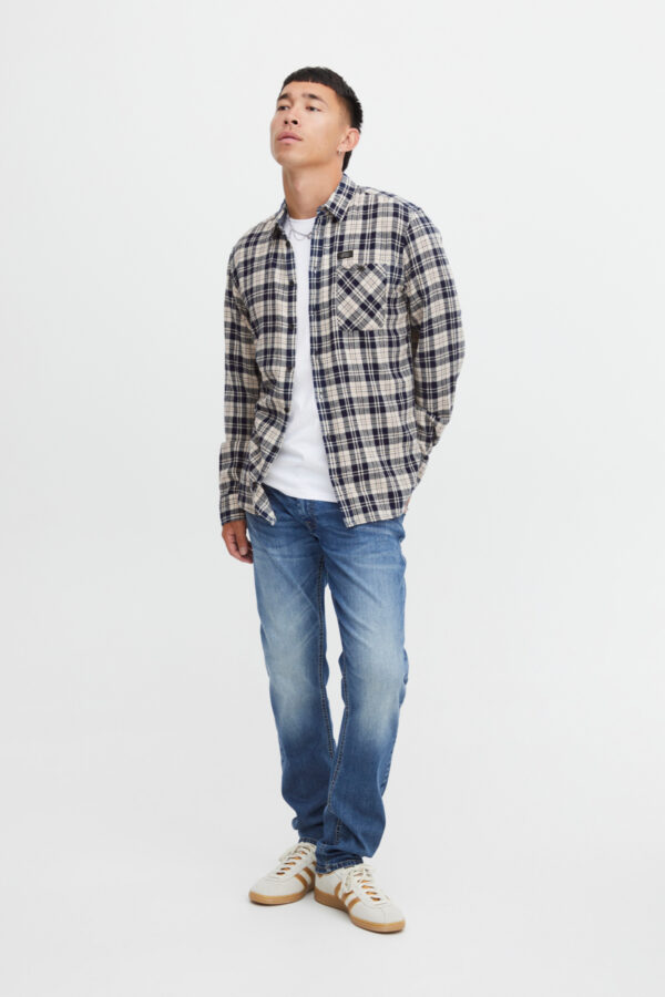 Blend Navy & Cream Check Shirt 20715808