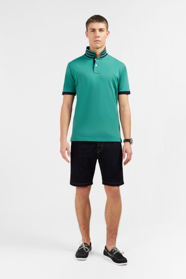 Eden Park Jade Polo With Navy Collar