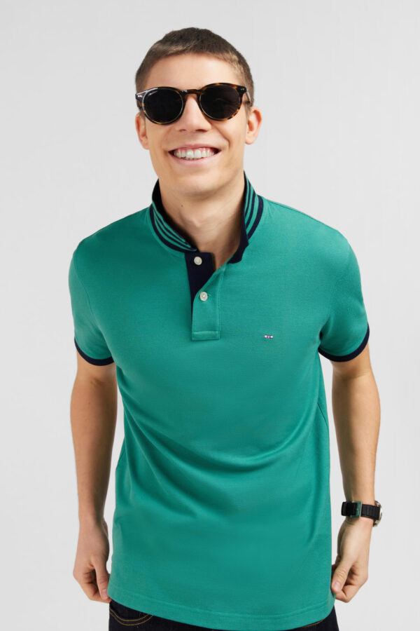 Eden Park Jade Polo With Navy Collar - Image 2