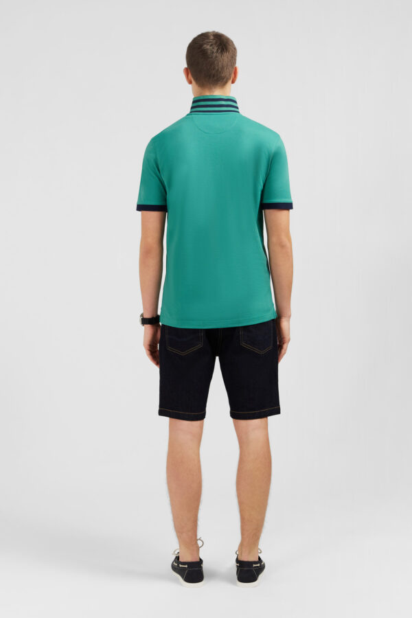 Eden Park Jade Polo With Navy Collar - Image 3