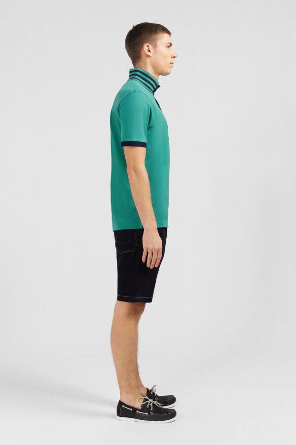 Eden Park Jade Polo With Navy Collar - Image 4
