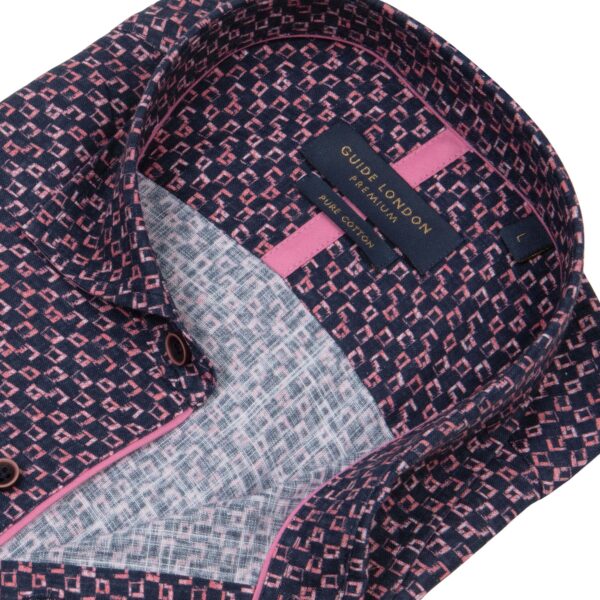Guide London Navy & Pink Short Sleeve Shirt 2758 - Image 2