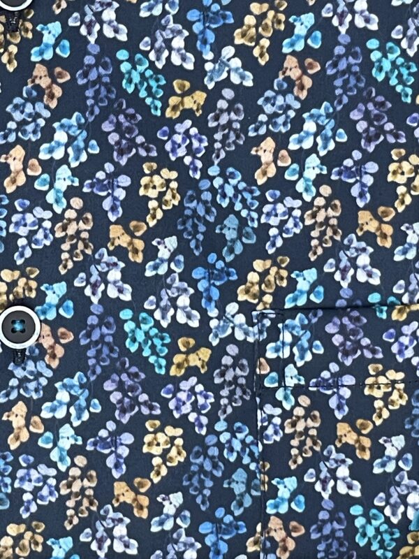 Dario Beltran Coslada - Navy Short Sleeve Shirt With Cluster Of Flowers - Image 3