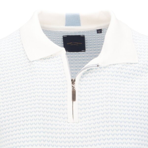 Guide London Sky & White Short Sleeve Knit Polo - Image 2