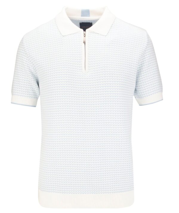 Guide London Sky & White Short Sleeve Knit Polo