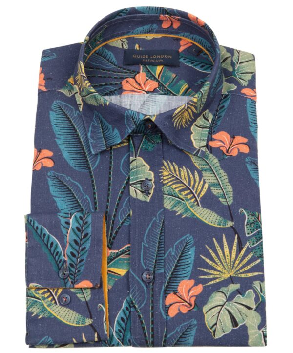 Guide London Blue Tropical Shirt LS76822