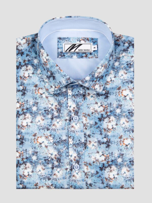 Mish Mash Breach Blue Foliage Short Sleeve Shirt
