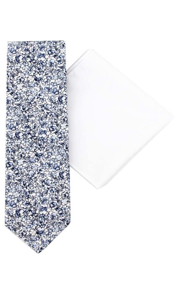 L.A Smith White & Blue Tie Set