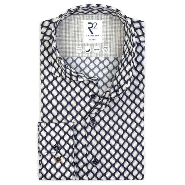 R2 Amsterdam Navy with Tan Diamond Pattern Shirt - Image 2