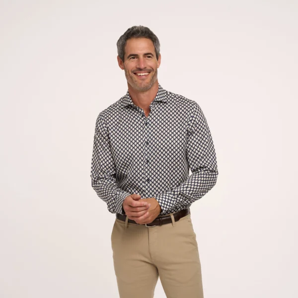 R2 Amsterdam Navy with Tan Diamond Pattern Shirt - Image 4