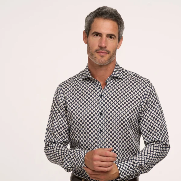 R2 Amsterdam Navy with Tan Diamond Pattern Shirt