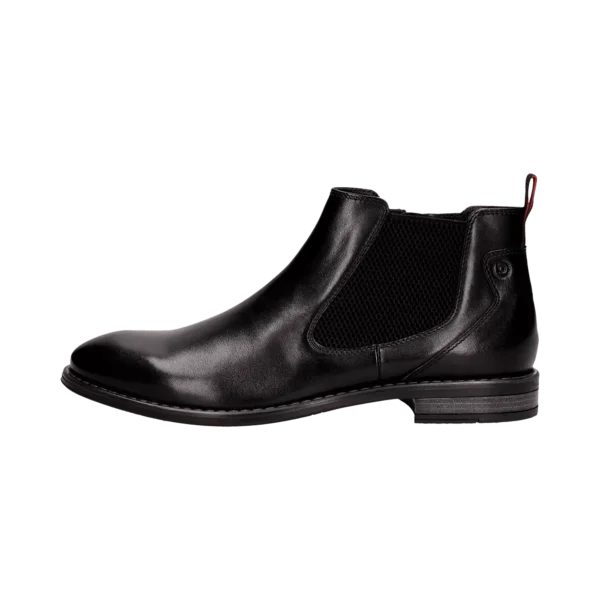 Bugatti Black Leather Boot with side Zip