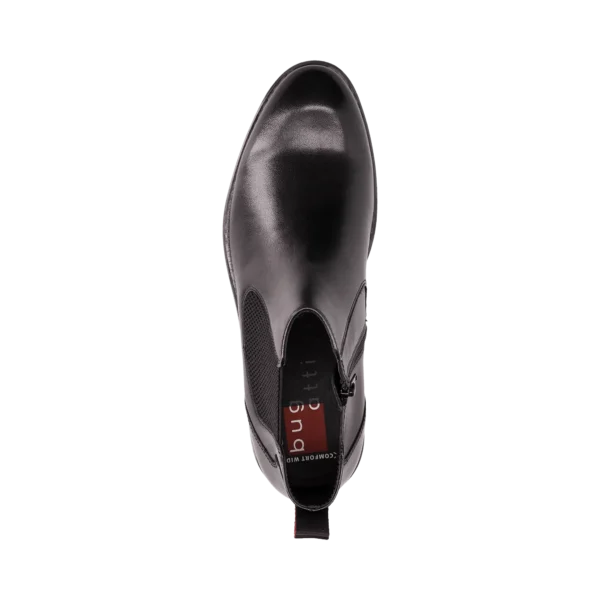 Bugatti Black Leather Boot with side Zip - Image 6