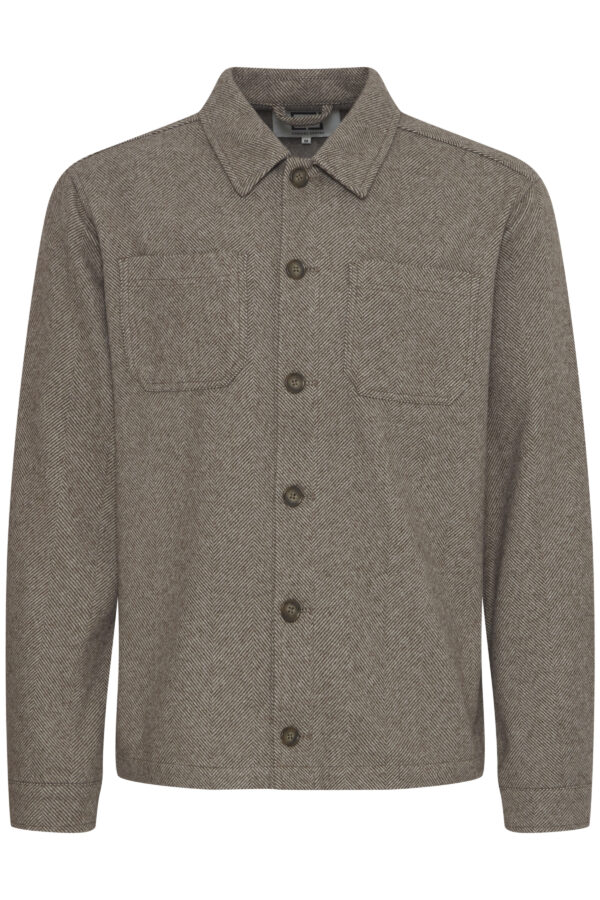 Casual Friday Dark Sand Herringbone Overshirt - Image 3