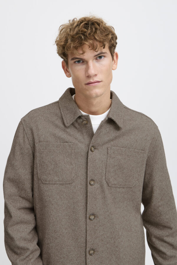 Casual Friday Dark Sand Herringbone Overshirt