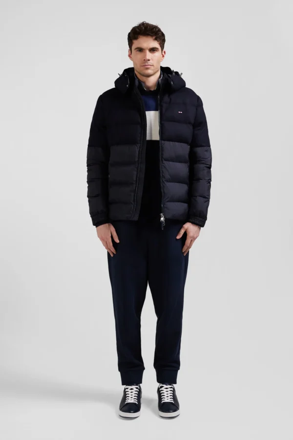 Eden Park Navy Blue Flannel and Nylon bi-material Down Jacket H24PAMDL0005 - Image 2