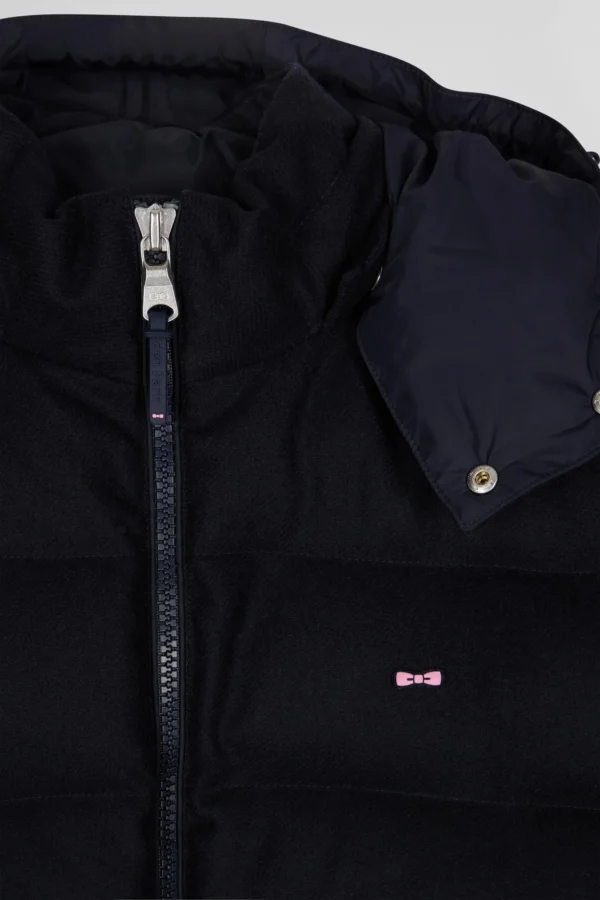 Eden Park Navy Blue Flannel and Nylon bi-material Down Jacket H24PAMDL0005 - Image 5