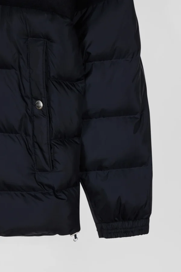 Eden Park Navy Blue Flannel and Nylon bi-material Down Jacket H24PAMDL0005 - Image 6