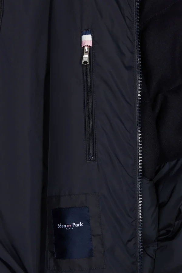 Eden Park Navy Blue Flannel and Nylon bi-material Down Jacket H24PAMDL0005 - Image 4