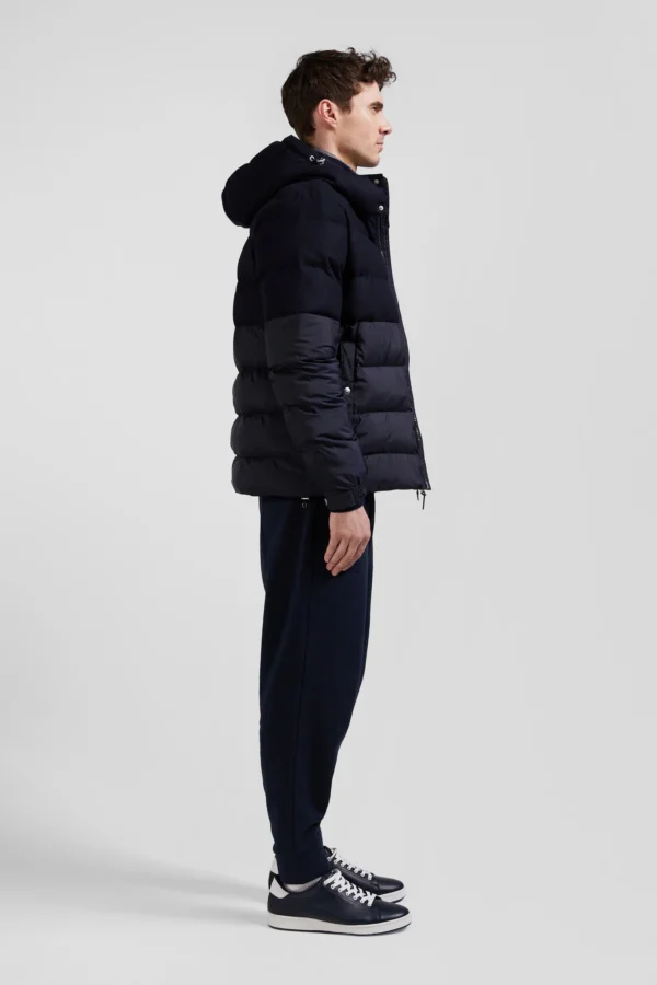 Eden Park Navy Blue Flannel and Nylon bi-material Down Jacket H24PAMDL0005 - Image 3