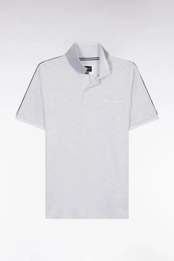 Eden Park Grey Polo with Shoulder Stripe E25MAIPC0036 - Image 2